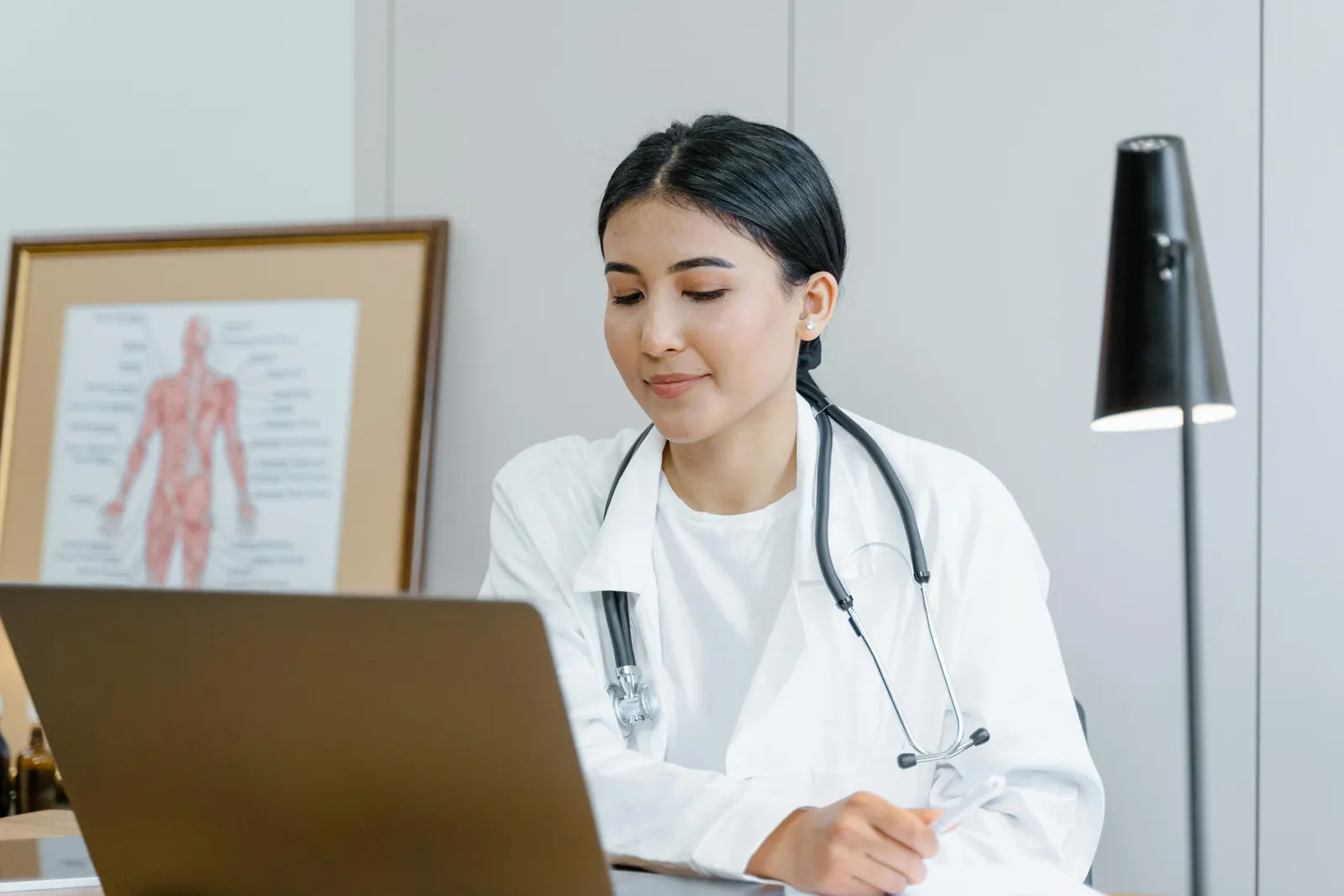 Clinic owner with a tablet